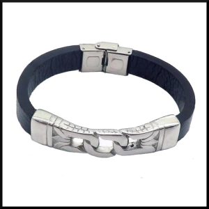 Armband i läder & stål
