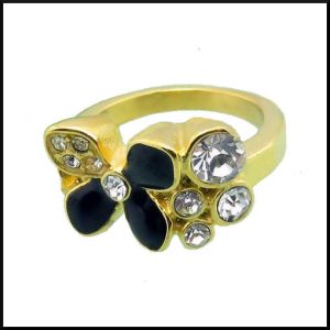 stål ring strass blomma