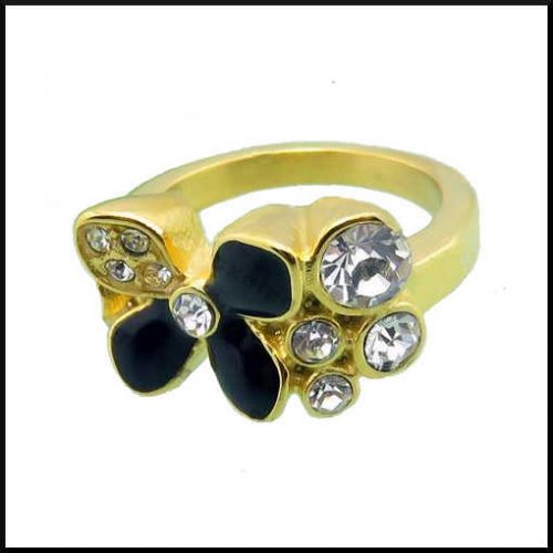 stål ring strass blomma