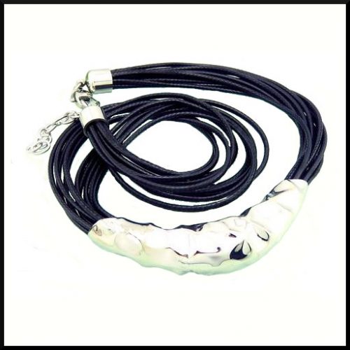 stål & läder halsband