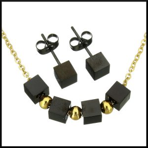 Stål halsband set i guld plätering