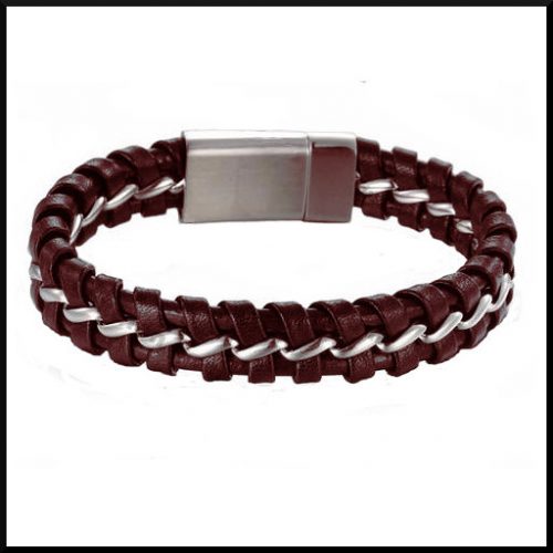 armband stål och läder