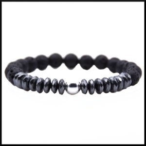 lava och hematit kulor armband