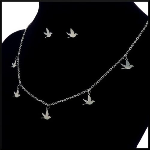 Halsband i stål med fåglar