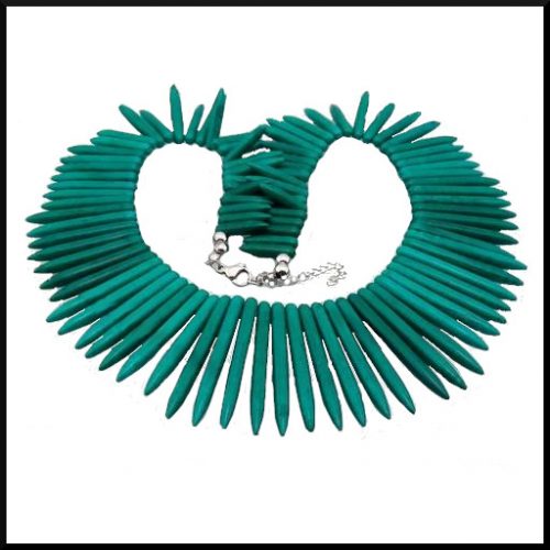 Halsband Turkos i korall och stål