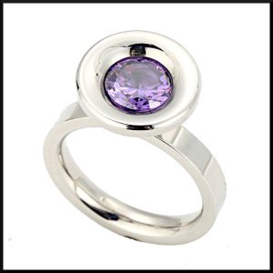 Stål Ring Lila Sten