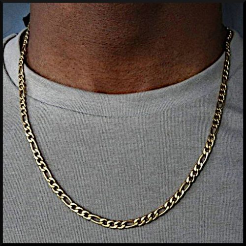 Figarolänk i guld/stål