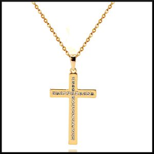 Halsband Kors Med Bling Guld