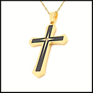 Halsband Kors Med Sten Guld