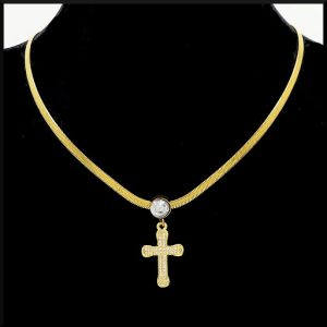 Halsband Kors Gnistra Guld