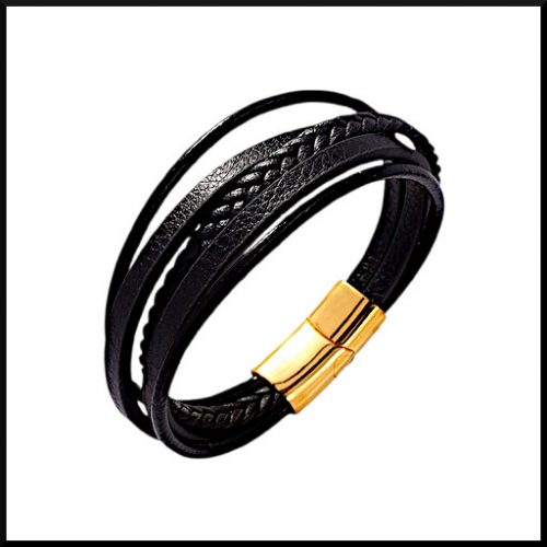 Armband Läder Twist Guld